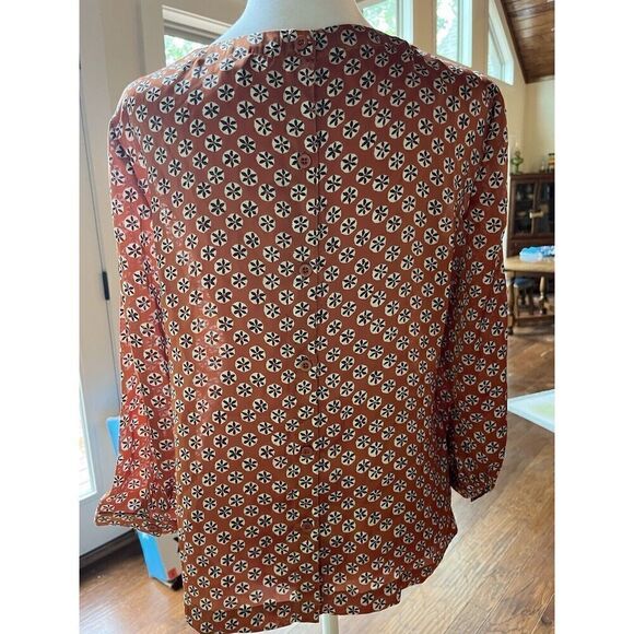 Forever 21 Floral Quarter Sleeve  Blouse Size Medium Brown and White - Picture 3 of 6